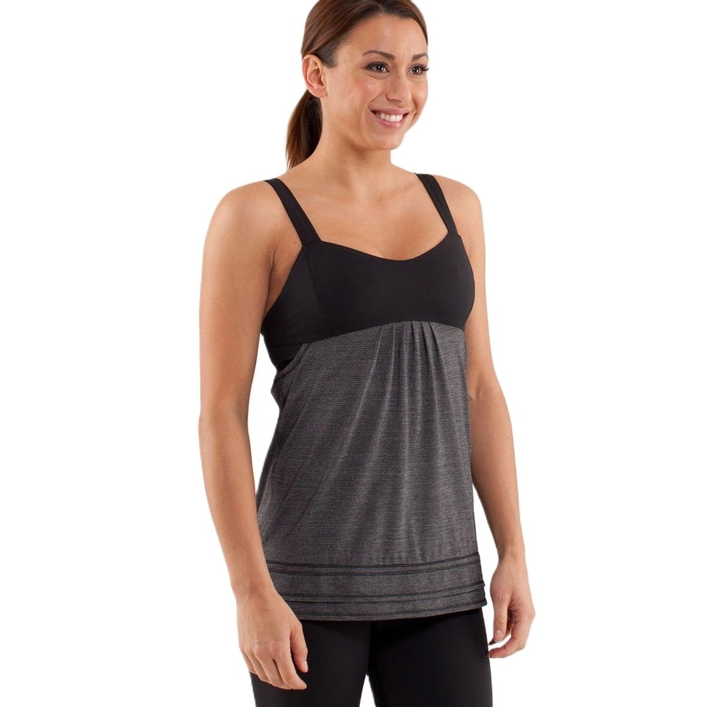 Womens Lululemon Run Back On Track Black Grey Gray Athletic Tank Top Size 4